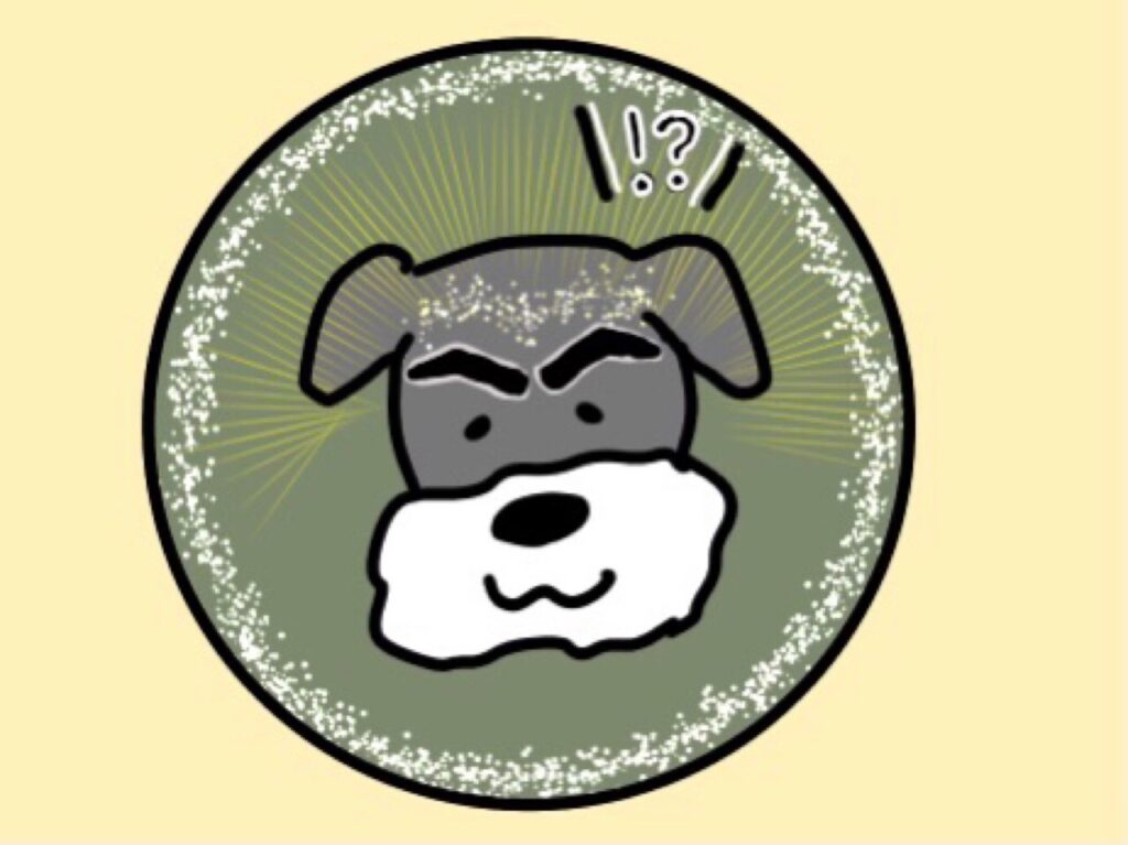 濃く凛々しい眉毛が特徴的なシュナウザー犬のイラスト
