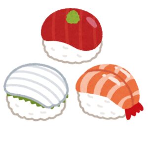 手まりずしが並んだイラスト