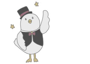 黒い服を着た鳥のイラスト
