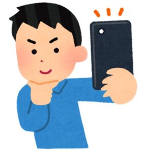 ポーズを決めて自撮りしている男性のイラスト