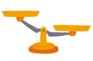 おもりをのせる天秤のイラスト